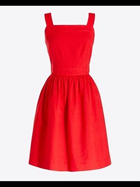 J. Crew Bright Red Sleeveless A-Line Dress with Bow Back